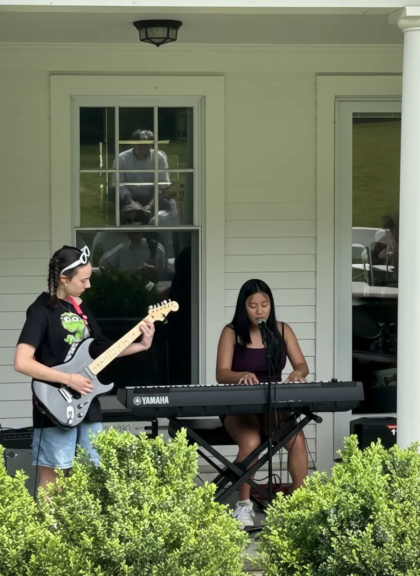 Students rehearsing together as a band